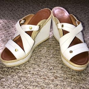 White slide on wedges